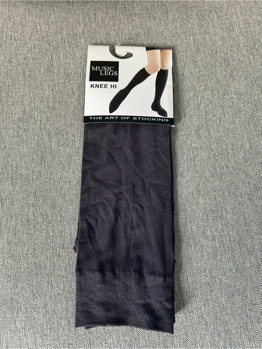 Music Legs Black Knee High Dress Socks